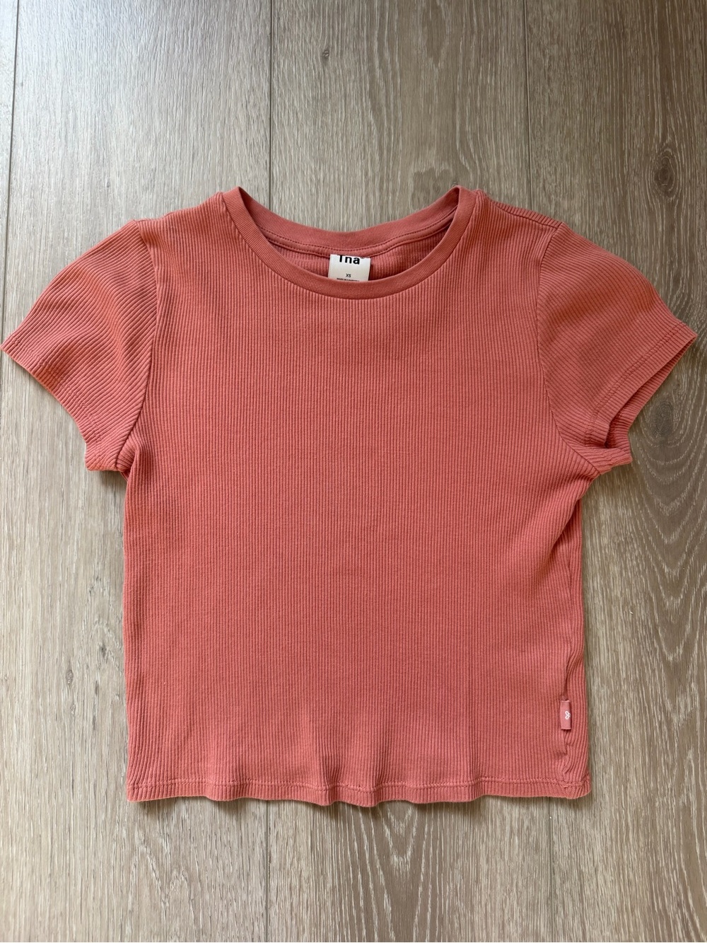 Coral Ribbed Aritzia TNA Baby Tee